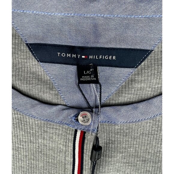 Tommy Hilfiger Womens Grey Long-Sleeve Bodysuit With Striped Button Detail Large - Picture 9 of 13